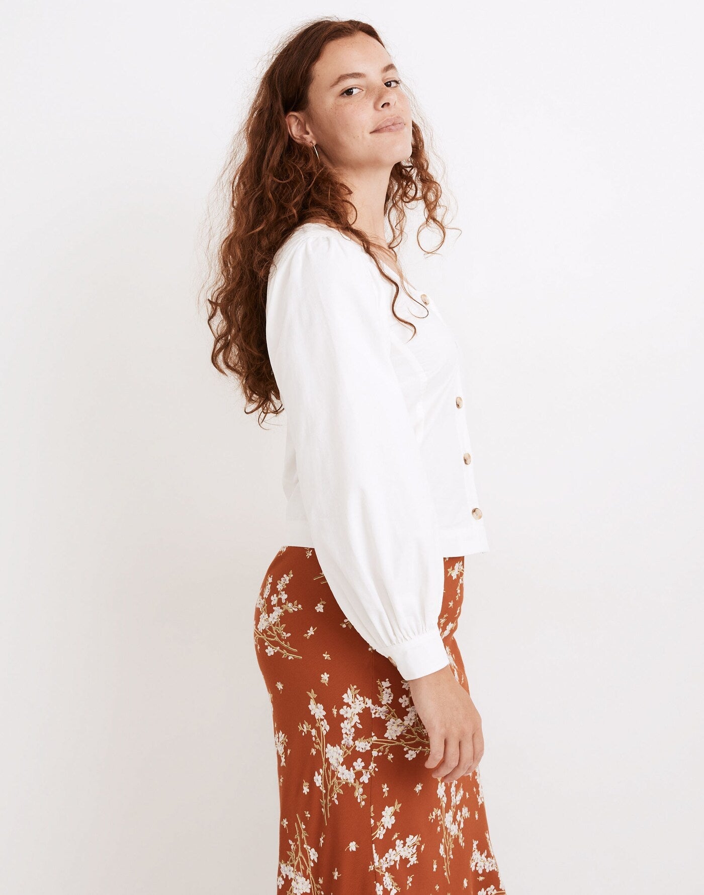 Madewell Cord Puff Sleeve Top (M)