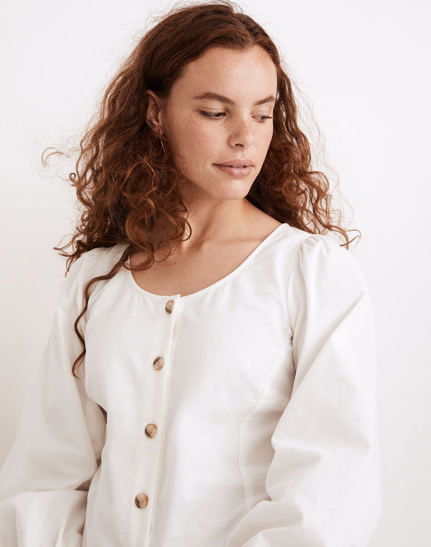 Madewell Cord Puff Sleeve Top (M)