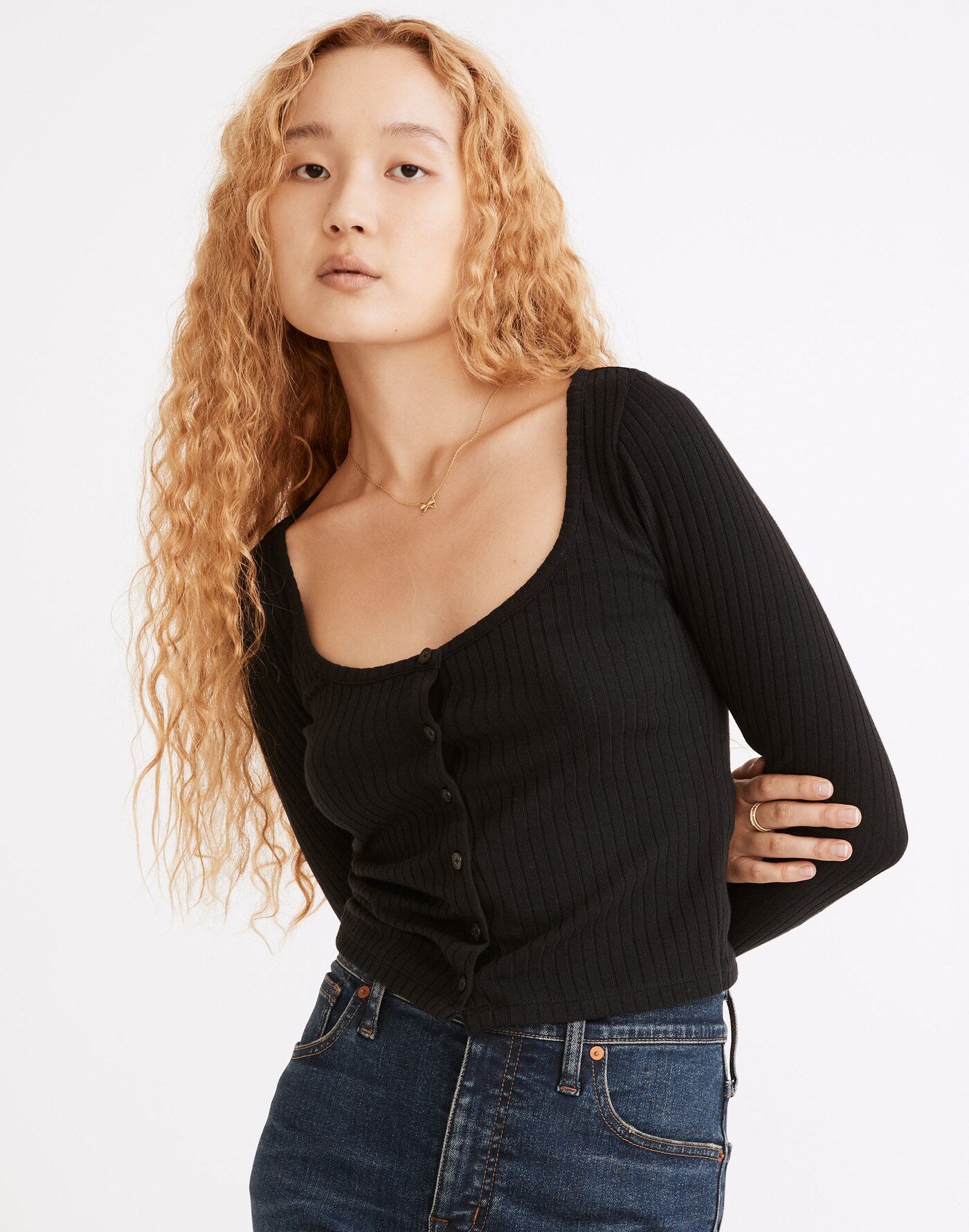 Madewell Cream Ribbed Top (S)
