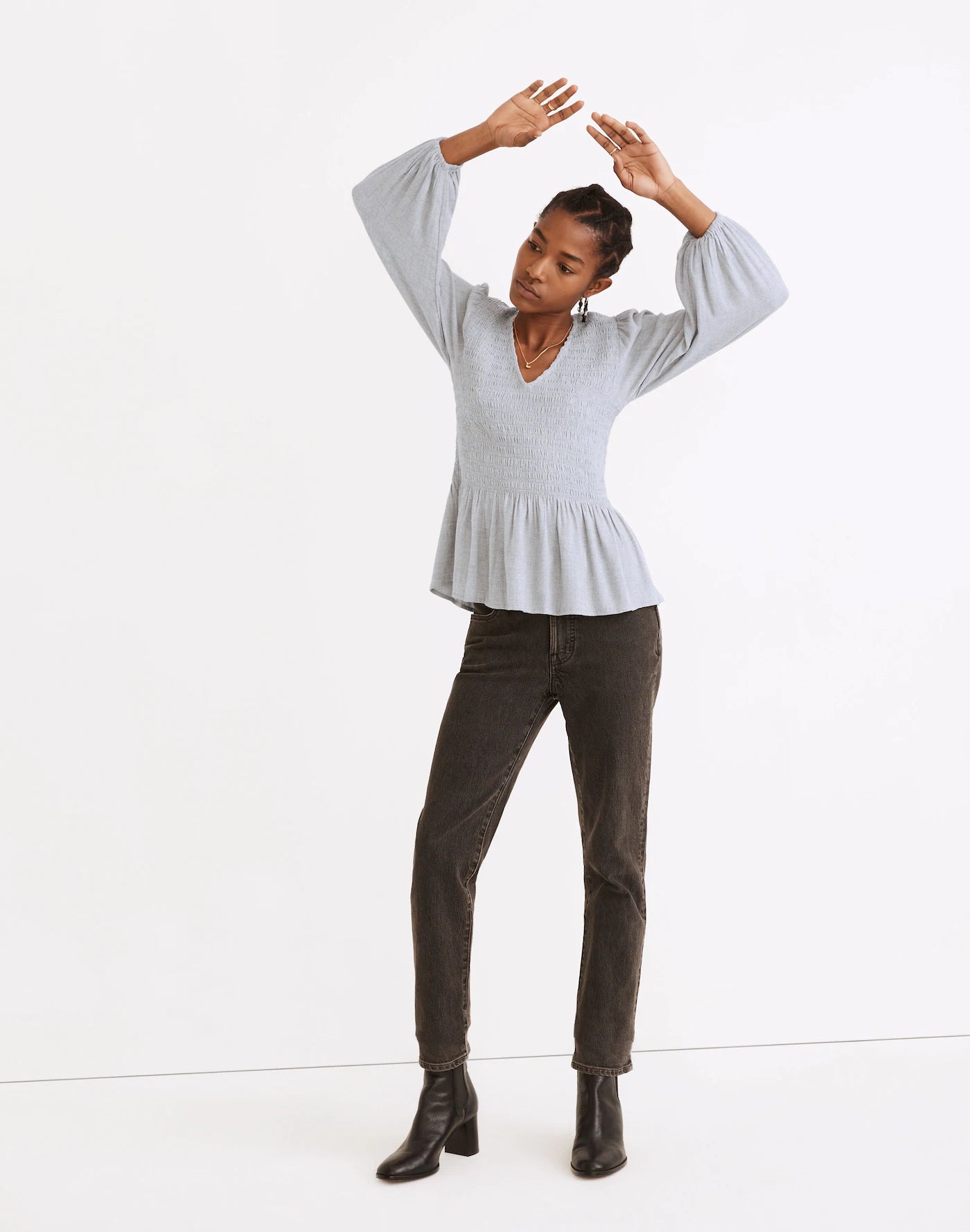 Madewell Smocked Puff Sleeve Top (XXL)
