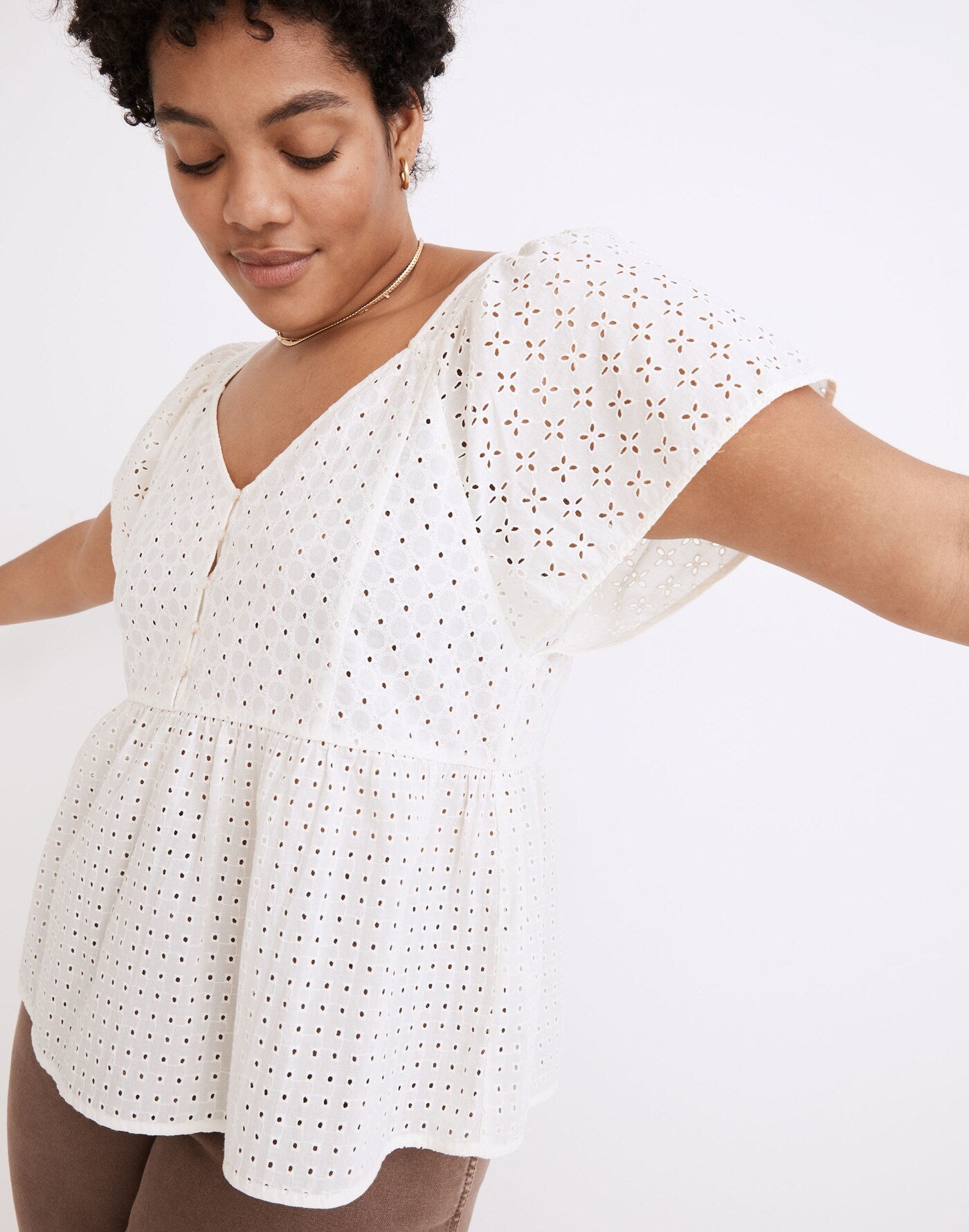 NEW Madewell Cream Eyelet Blouse (L)