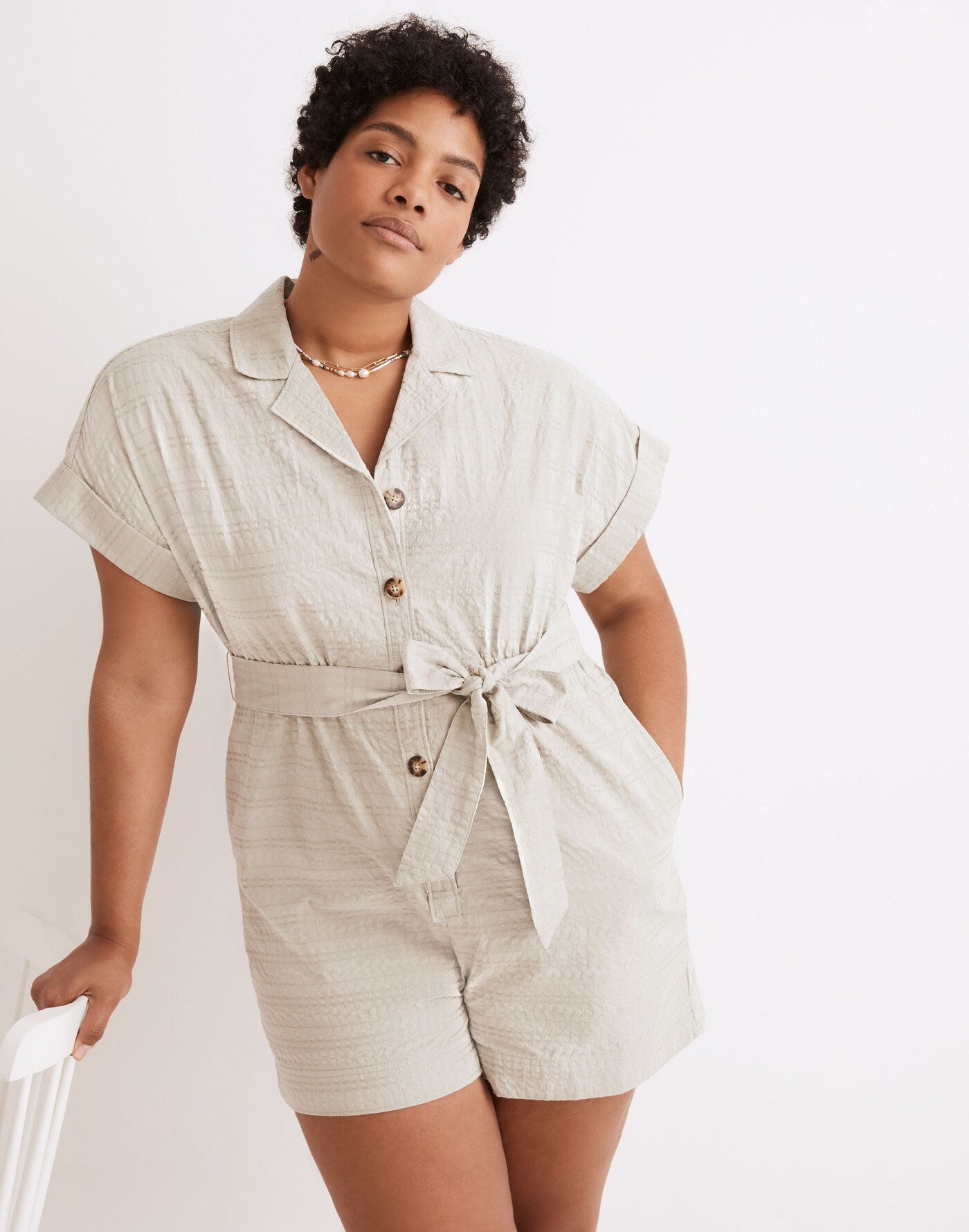 Madewell Green Textured Romper (M)