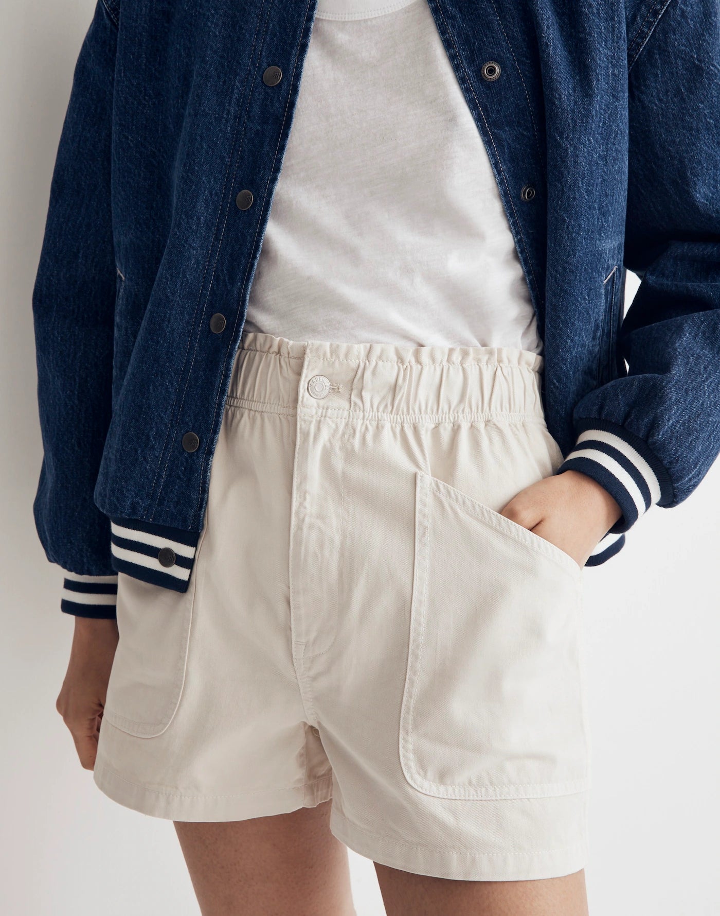 Madewell Cream High Rise Shorts (24)