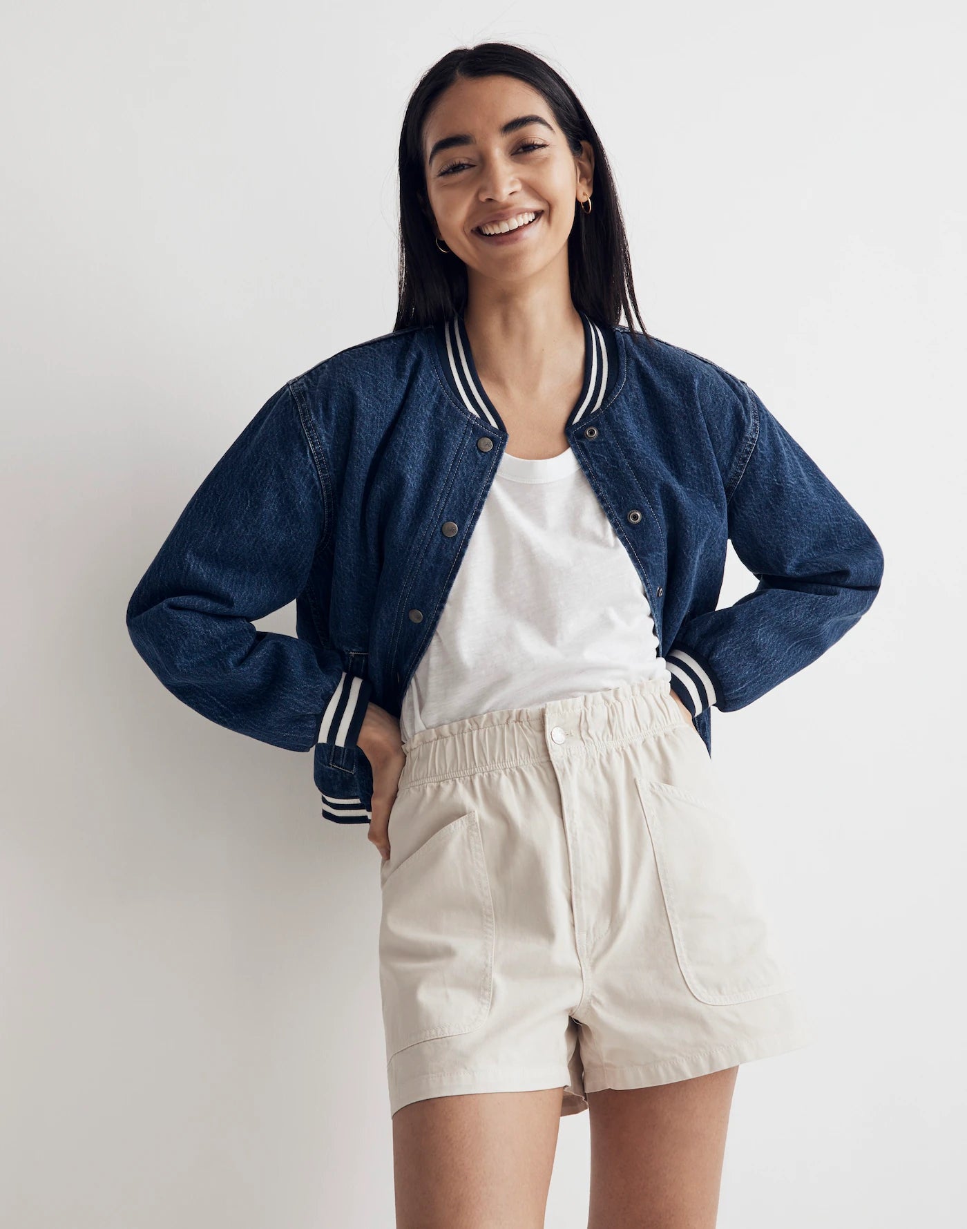 Madewell Cream High Rise Shorts (24)