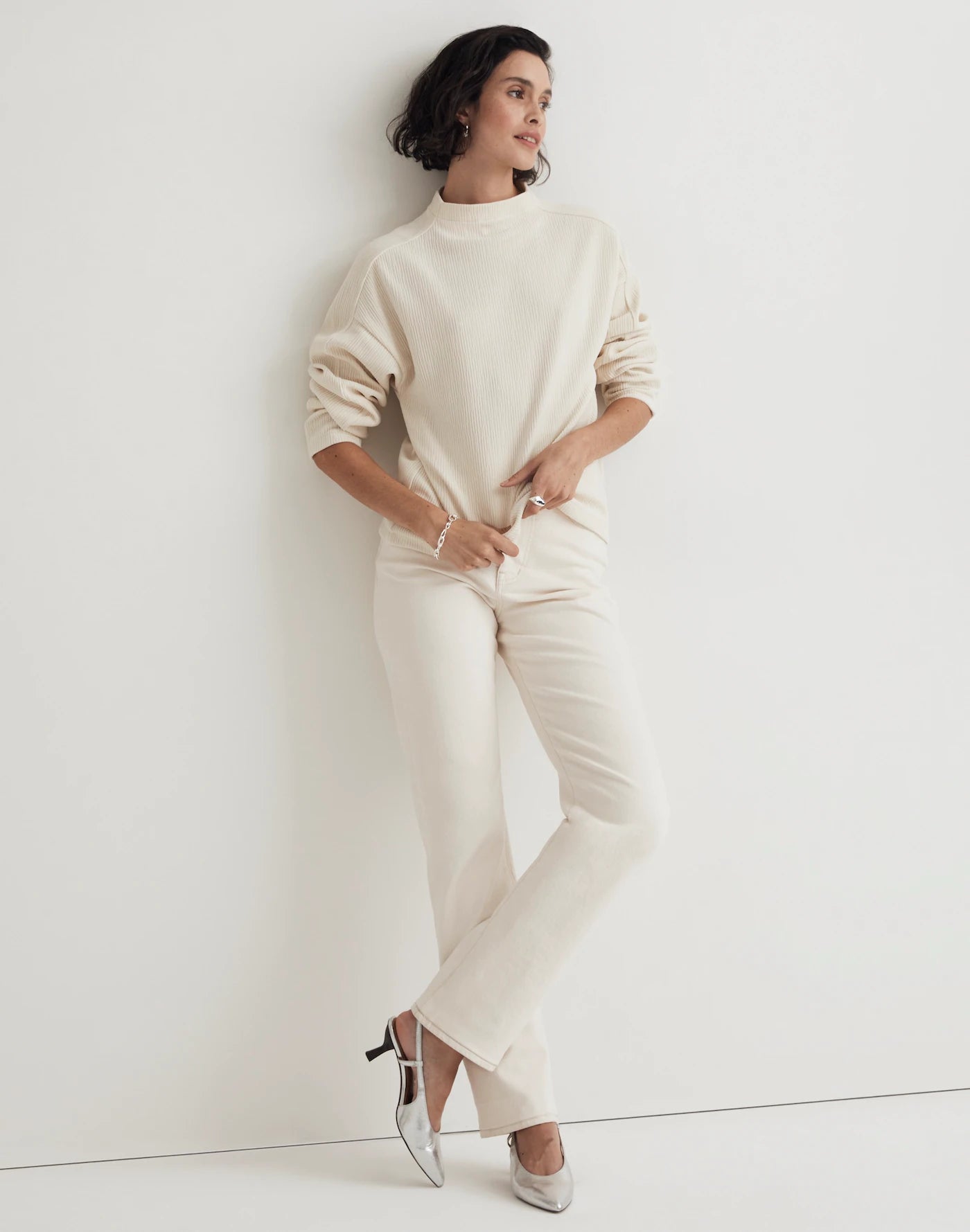 Madewell Ribbed Mockneck Top (M)