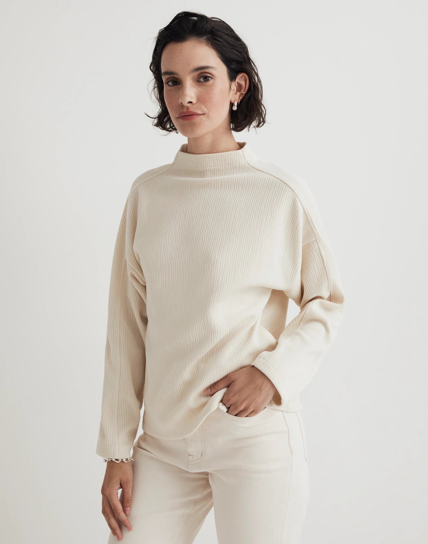 Madewell Ribbed Mockneck Top (M)