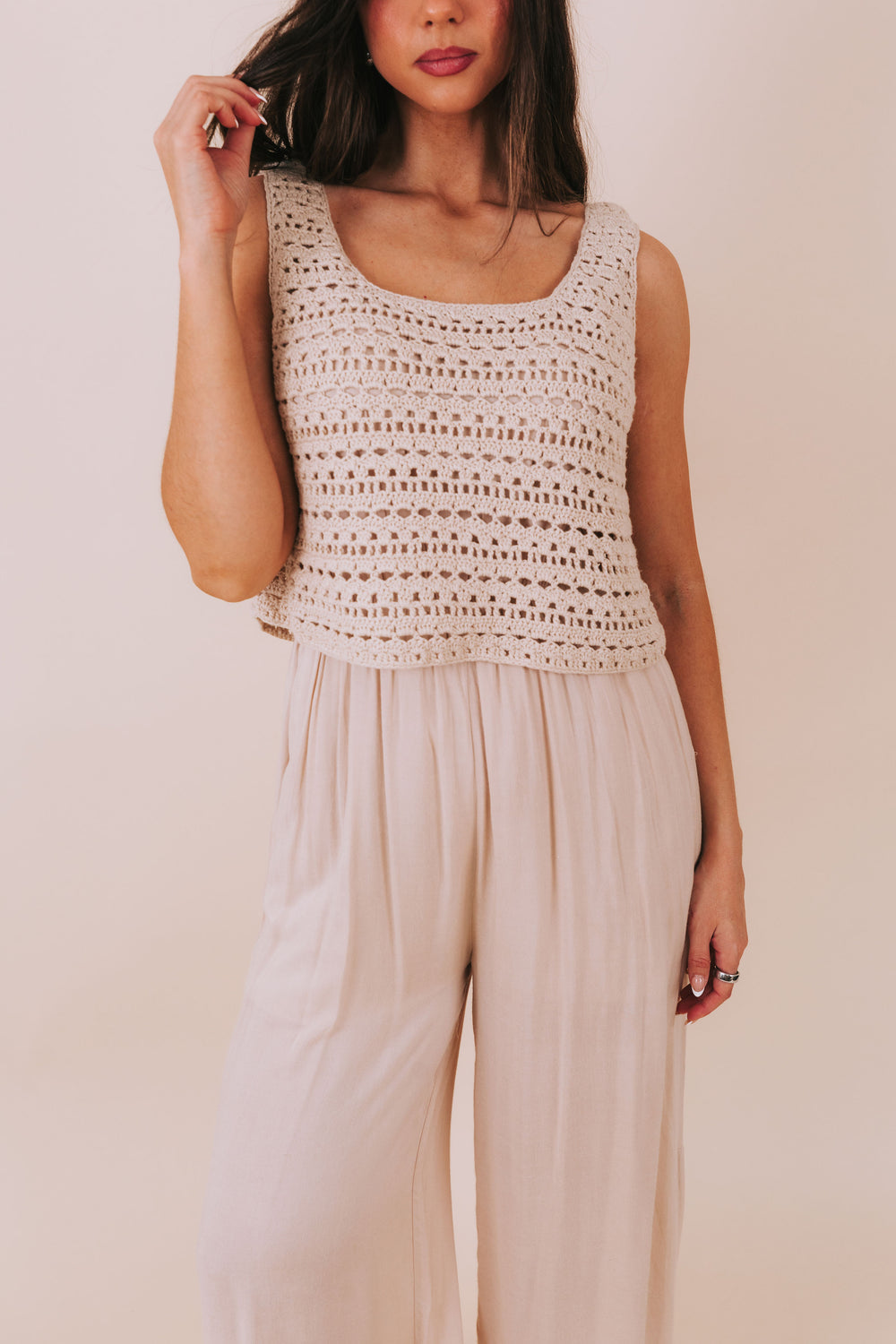By Together Crochet Wide Leg Jumpsuit (S)
