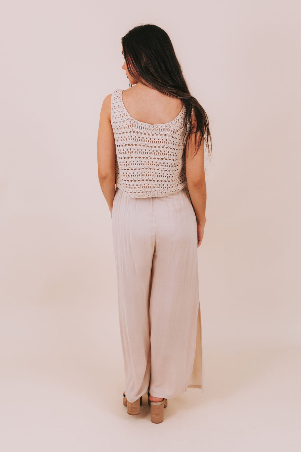 By Together Crochet Wide Leg Jumpsuit (S)