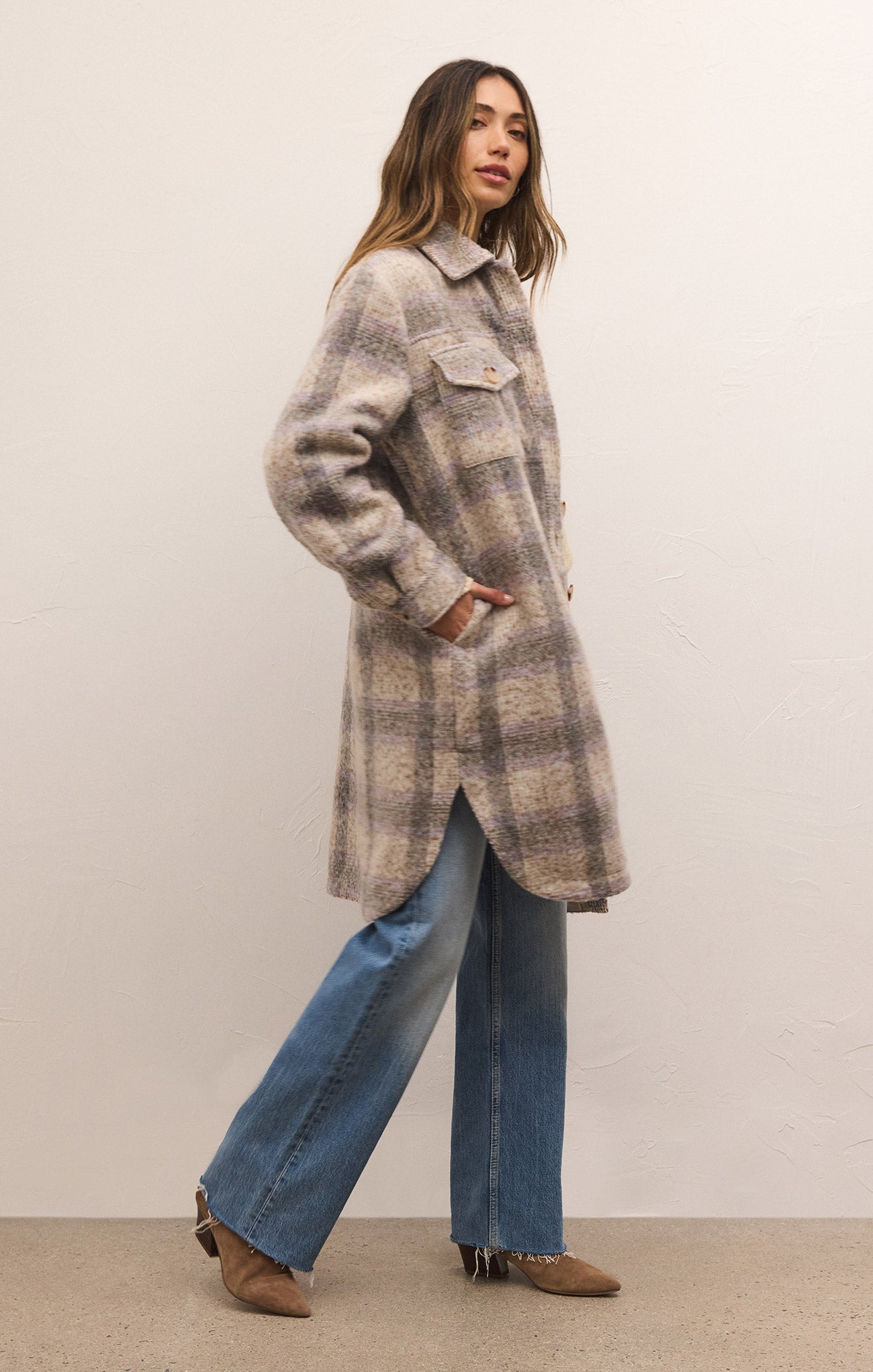 Z Supply Plaid Oversized Jacket (L)