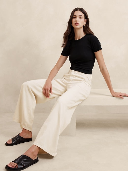 Ecru Wide Leg Jeans (29/8)