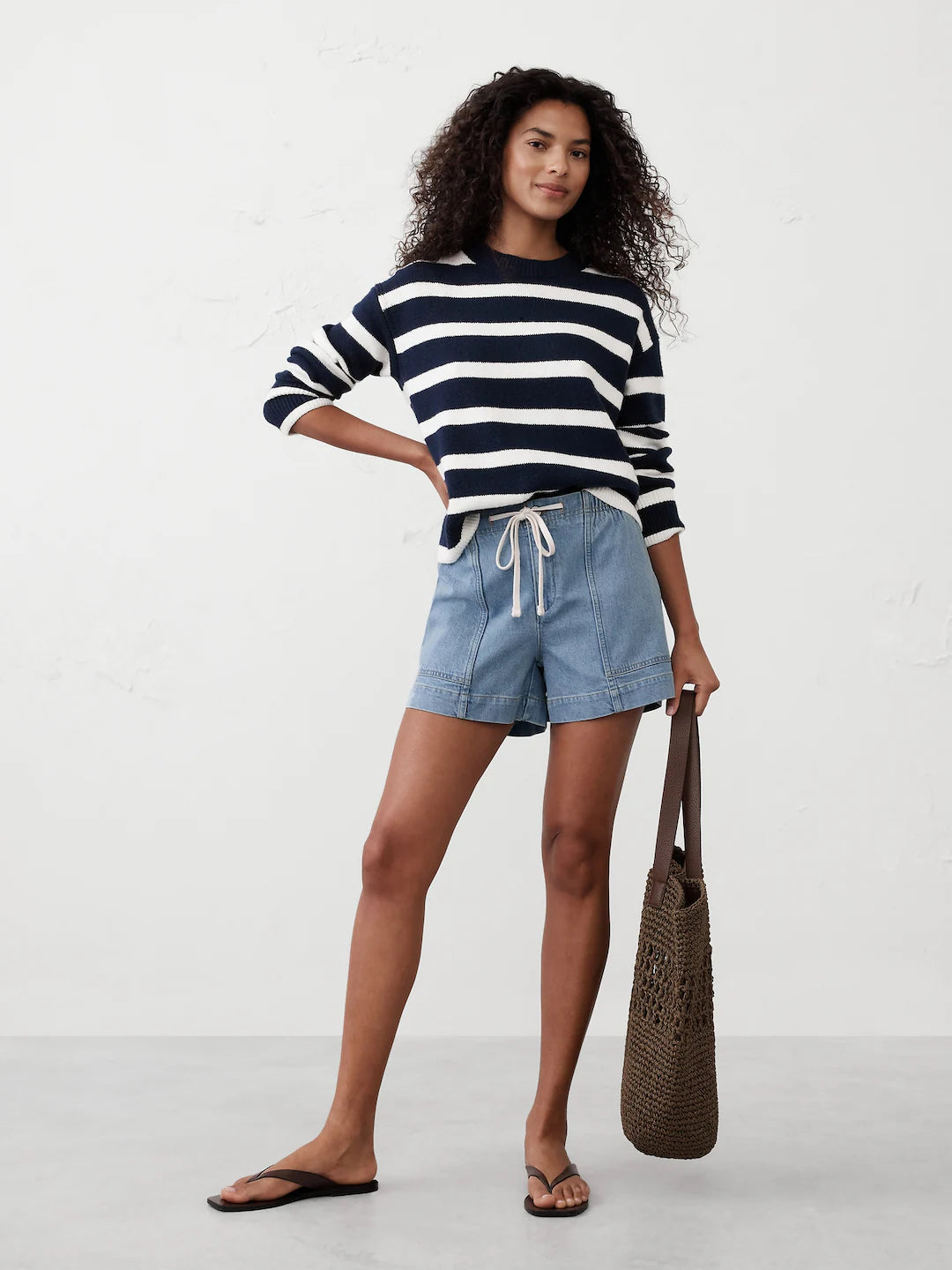 Banana Republic Tie Waist Denim Shorts (M)