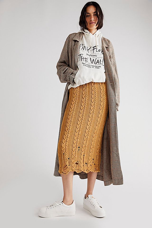 Free People Cable Knit Midi Skirt (XL)