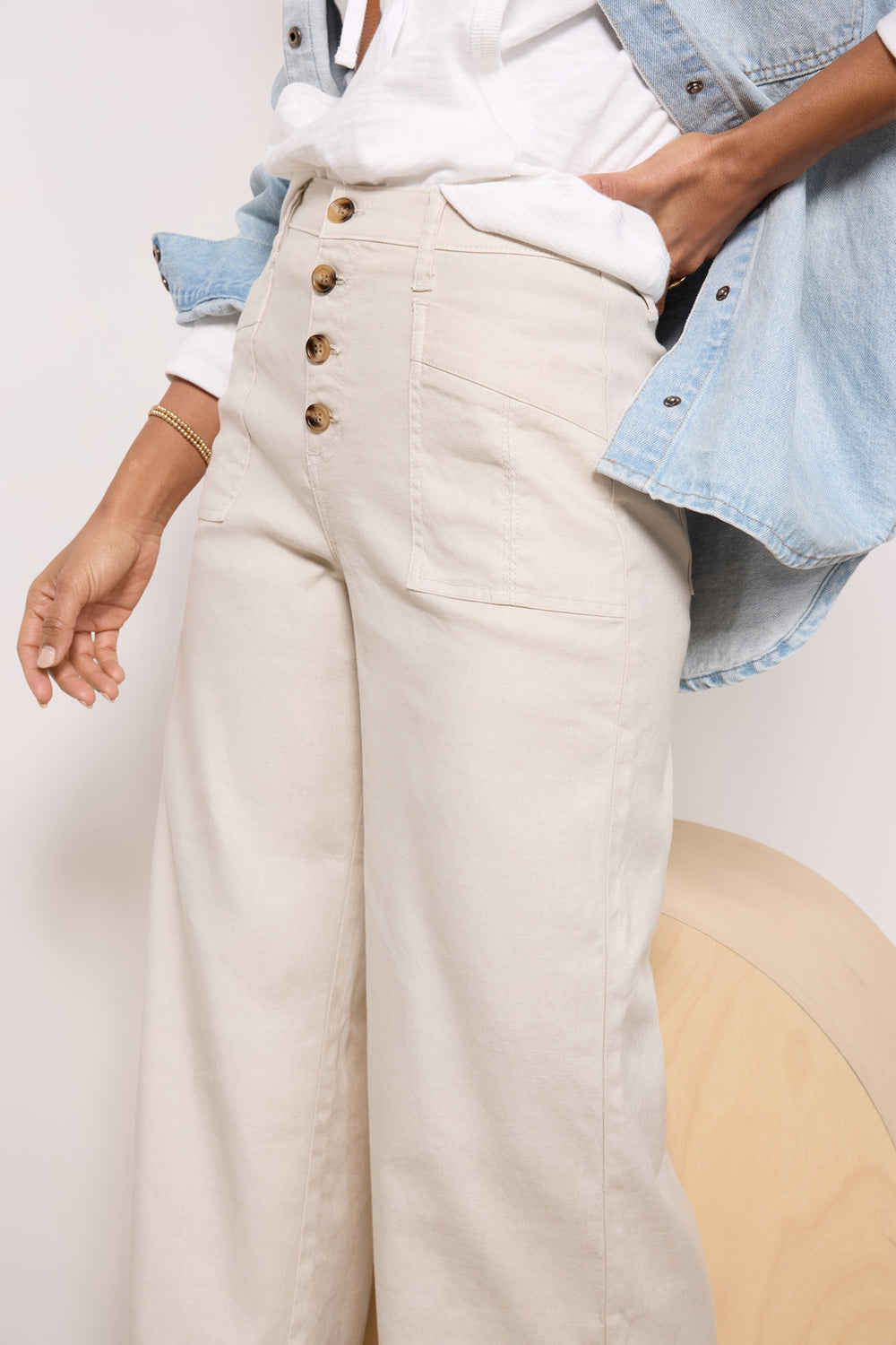 Evereve Linen Blend Wide Leg Pants (28)