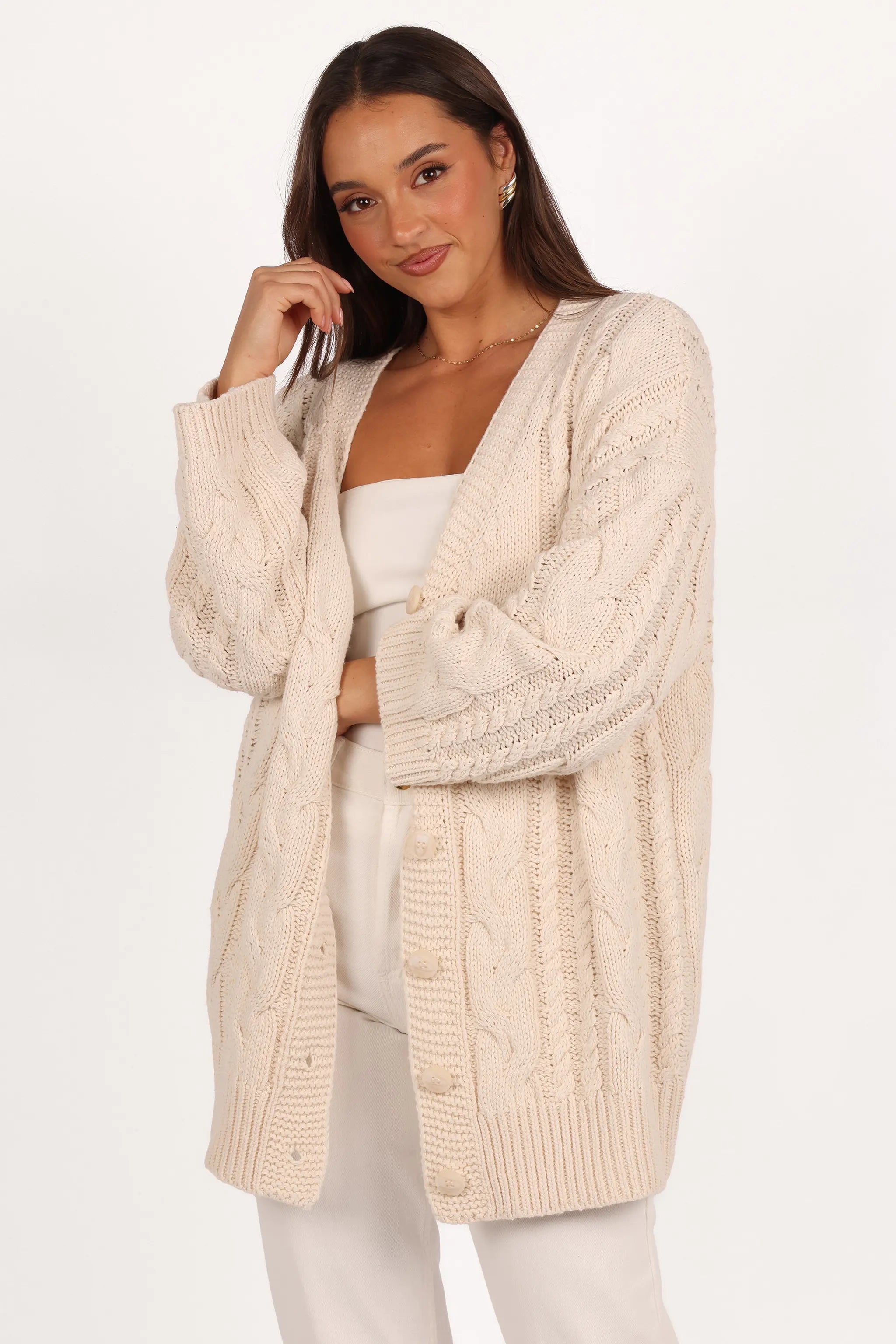 Chunky Cable Knit Cardigan (M)