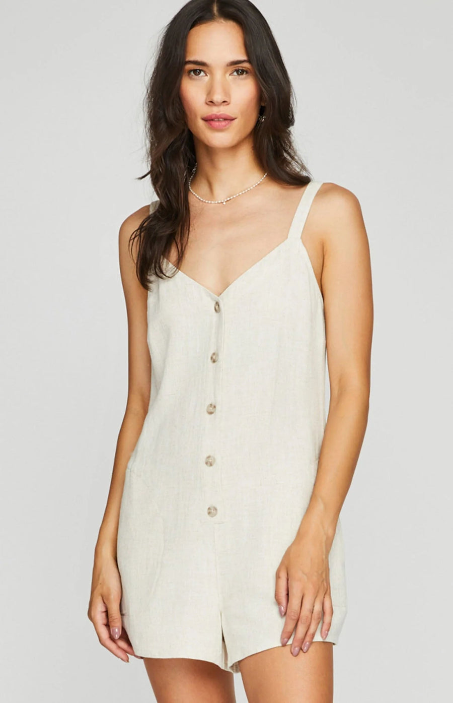Gentle Fawn Linen Blend Romper (S)