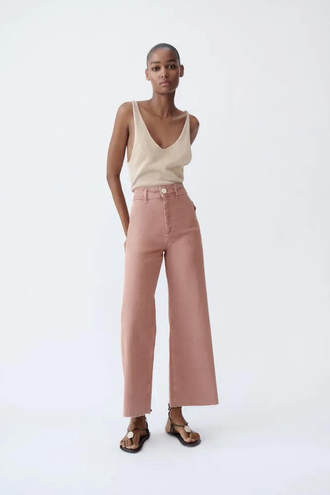 Zara Pink Wide Leg Jeans (0)