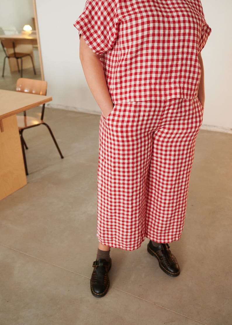 Linenfox Gingham Wide Leg Pants (Fits M/L)