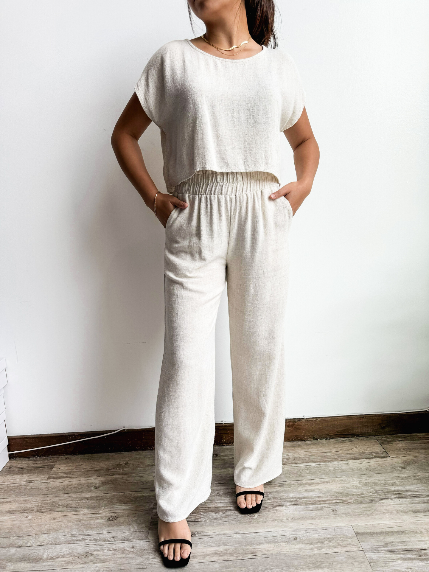 Oat Linen Blend Pants (M)