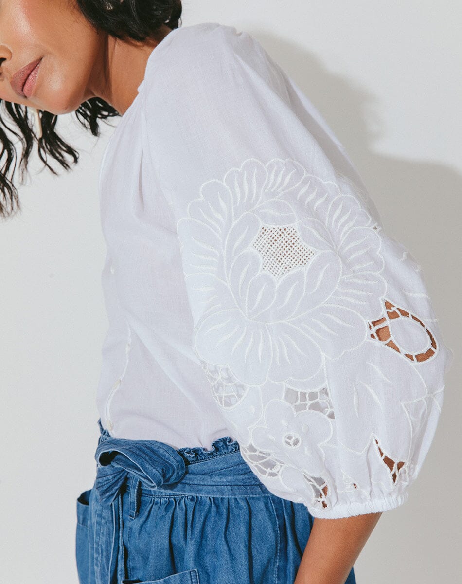 Cleobella White Eyelet Sleeve Top (S)