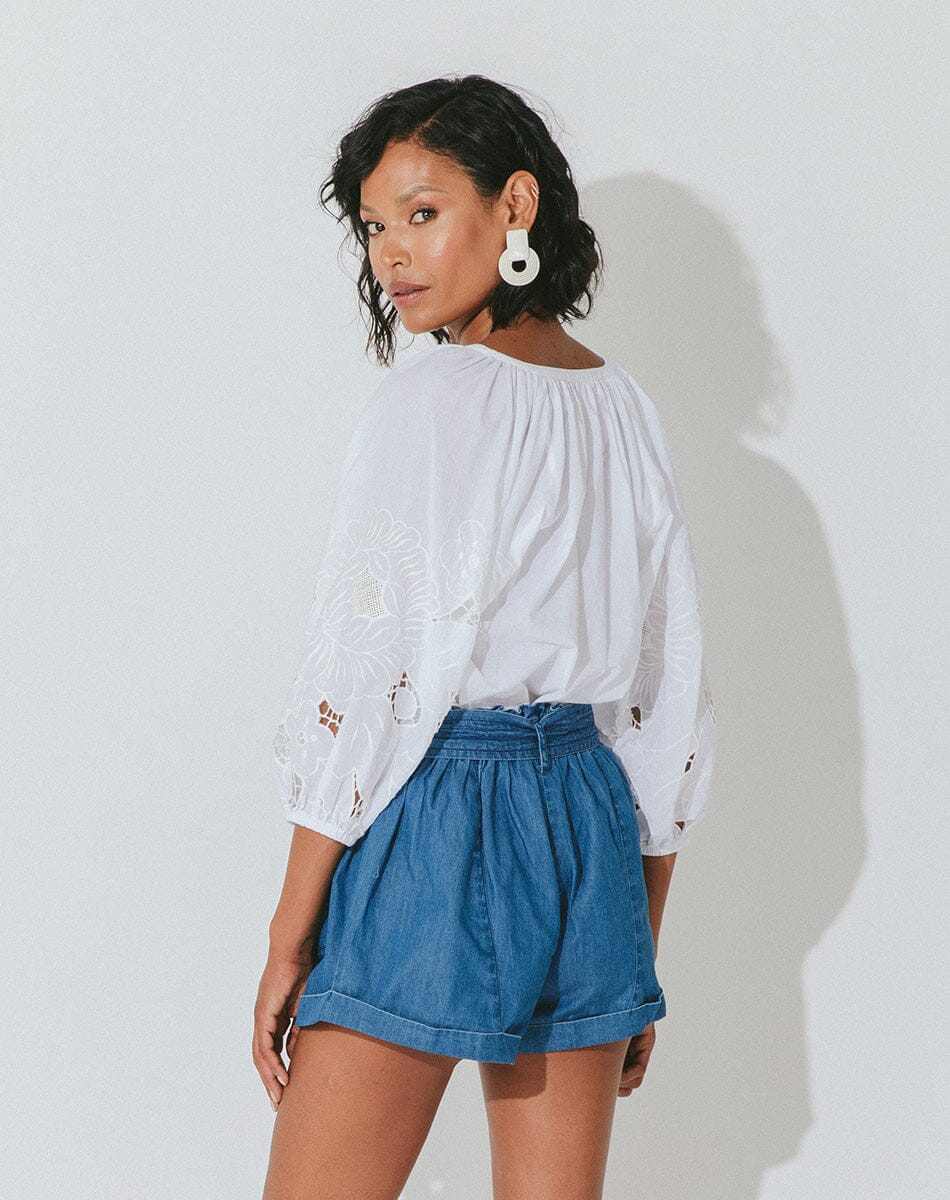 Cleobella White Eyelet Sleeve Top (S)
