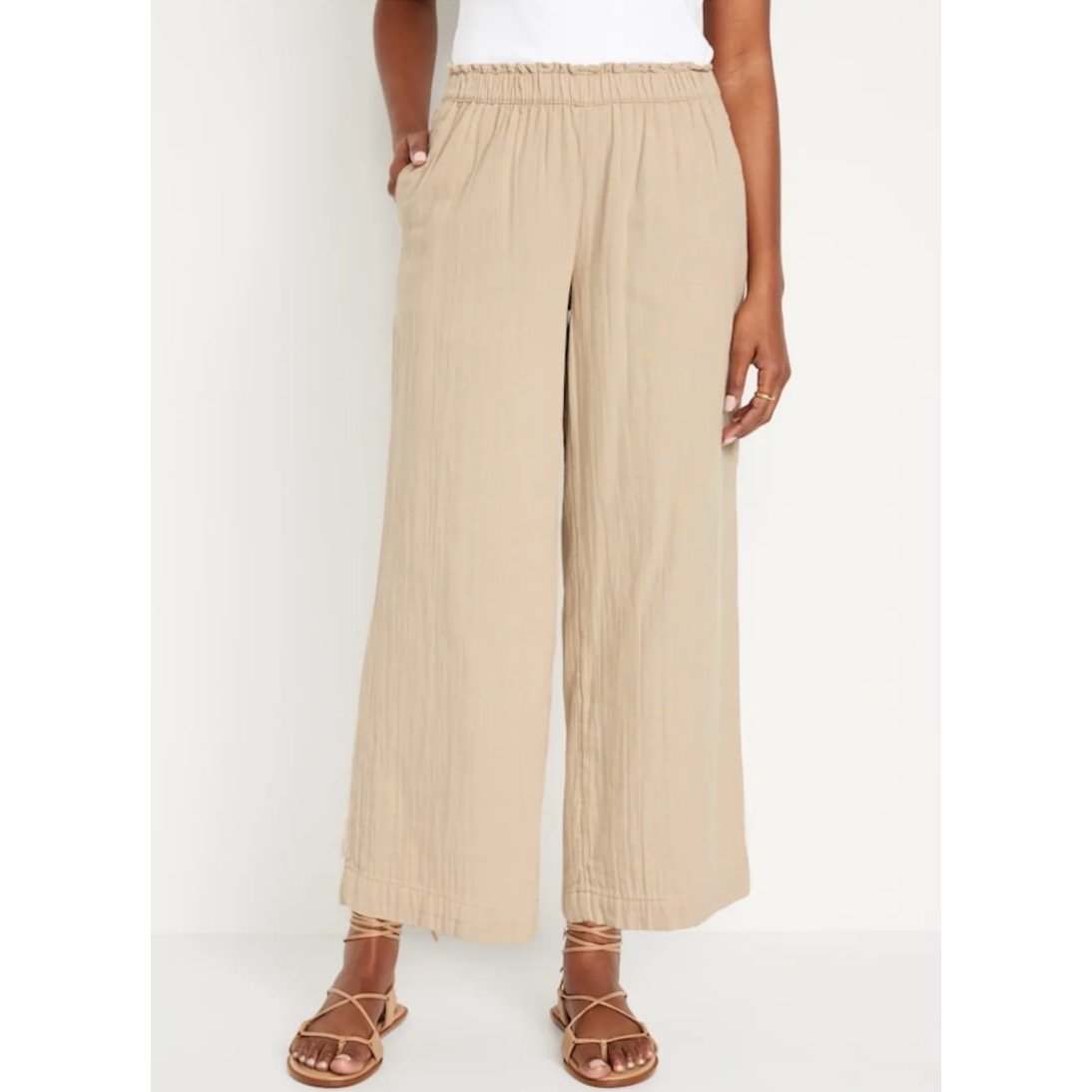 Cotton Gauze Wide Leg Pants (L)