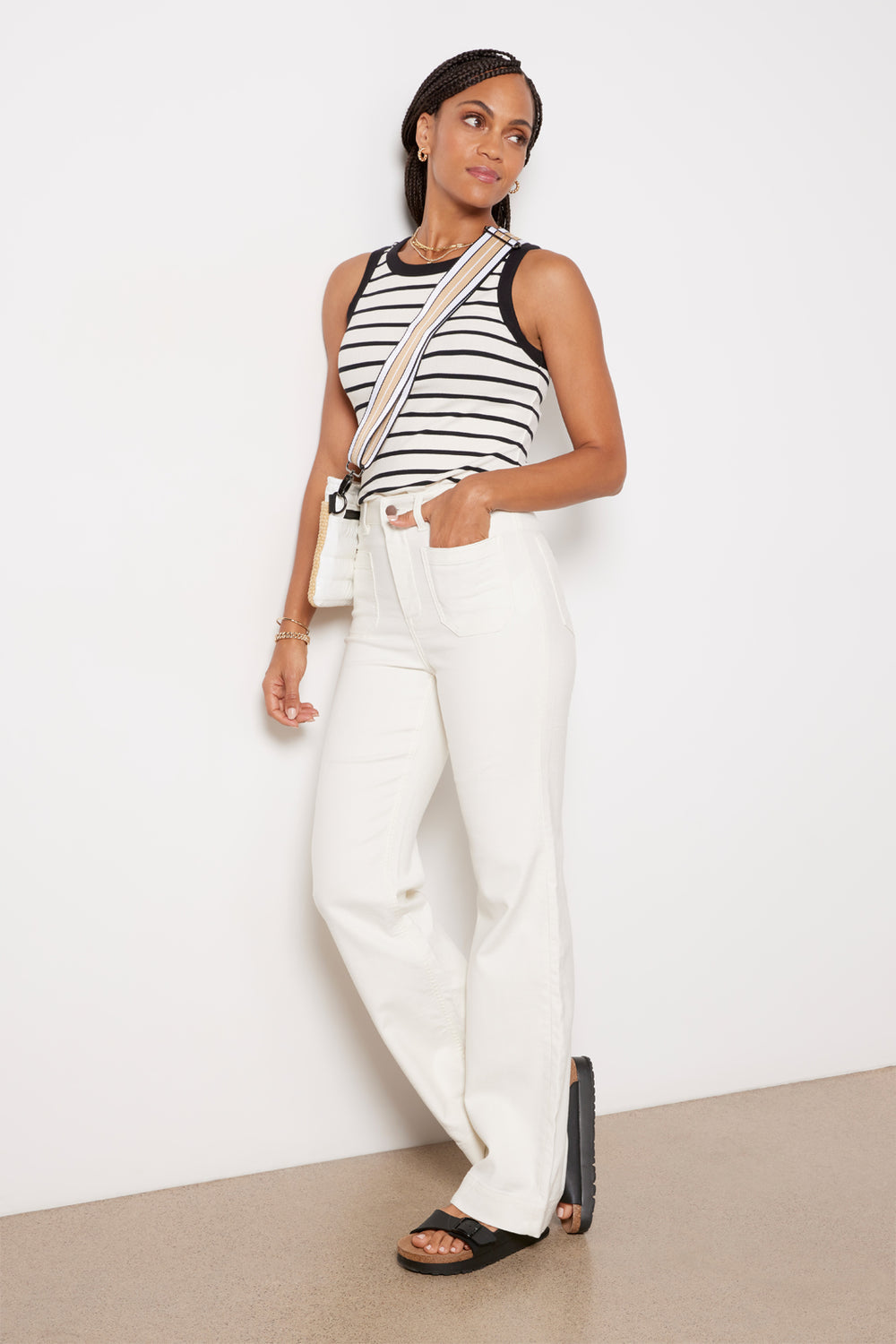Faherty Ecru Wide Leg Jeans (26)