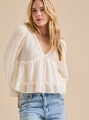 Altar'd State Gauze Puff Sleeve Top (S)