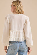 Altar'd State Gauze Puff Sleeve Top (S)
