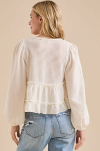 Altar'd State Gauze Puff Sleeve Top (S)