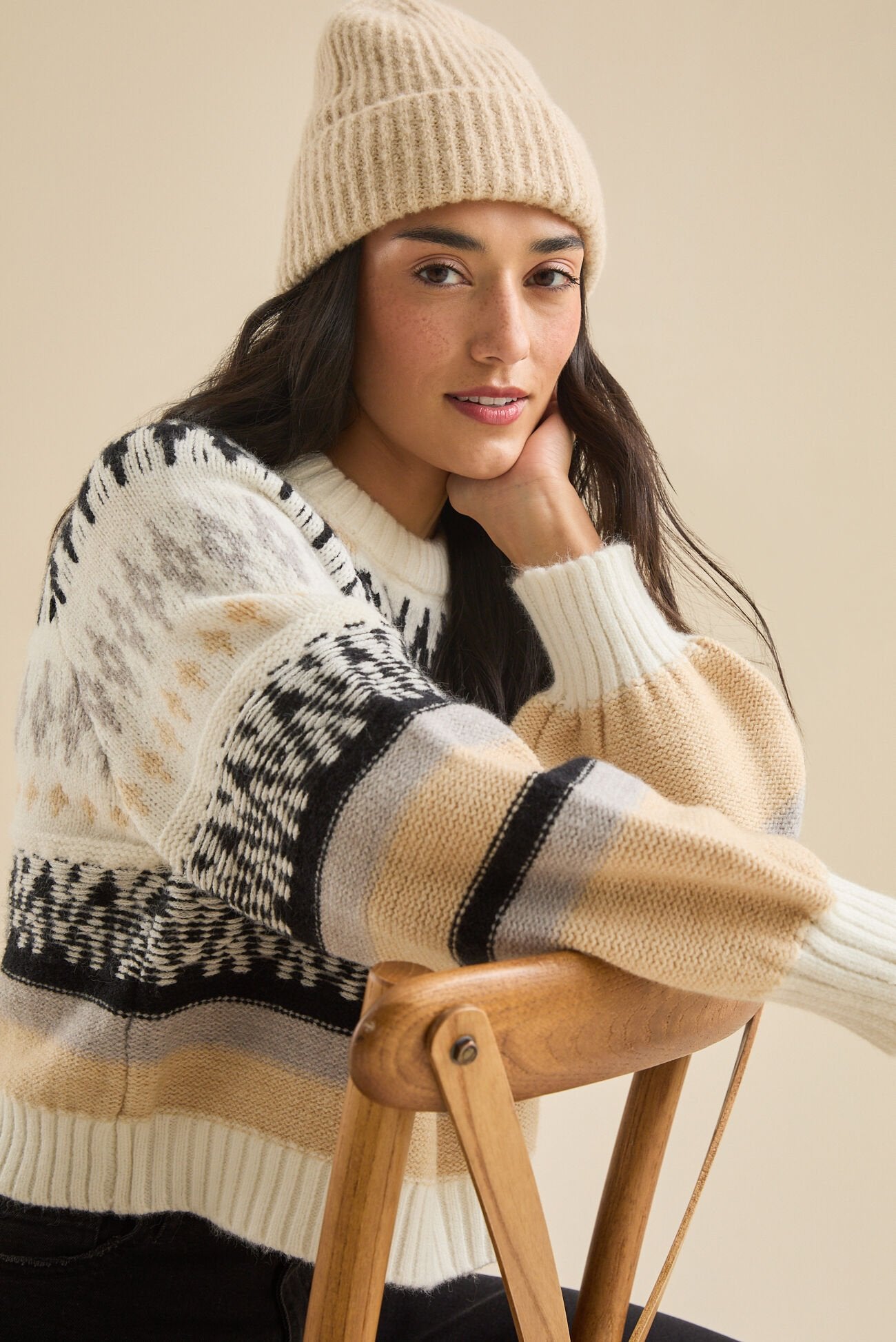 Altar'd State Puff Sleeve Fairisle Sweater (XS)