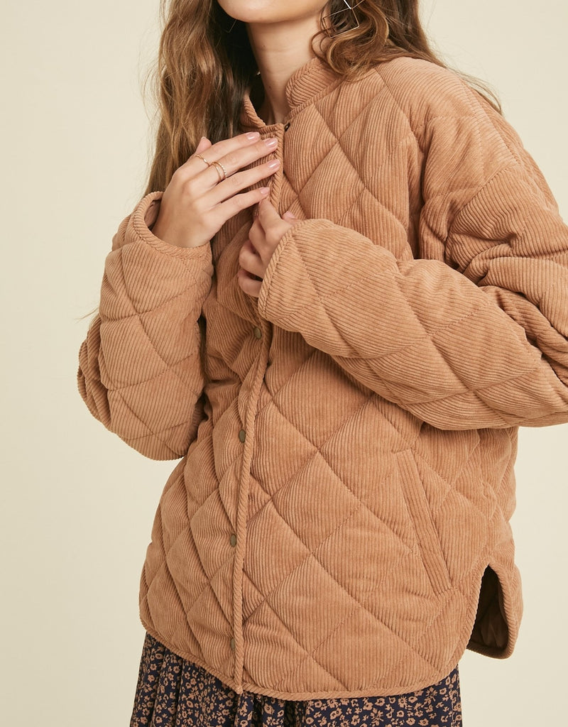 Clay Button Up Quilted Jacket (S/M)