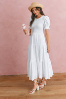 NEW White Smocked Maxi Dress (M)
