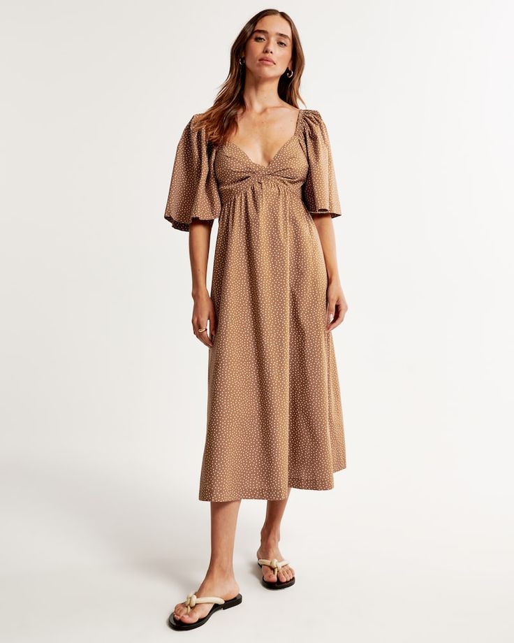 Abercrombie Polka Dot Midi Dress (XS)