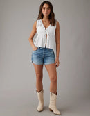 White Lace Tie Front Top (M)