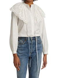 Rebecca Taylor Eyelet Collared Top (S)