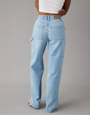 Light Wash Baggy Wide Leg Jeans (6 short)