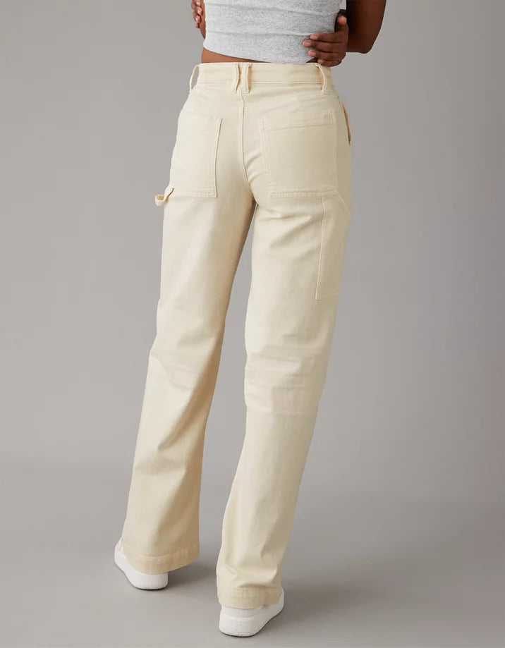 Ecru Baggy Wide Leg Jeans (2 short)