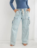 Aerie Wide Leg Cargo Jeans (M)