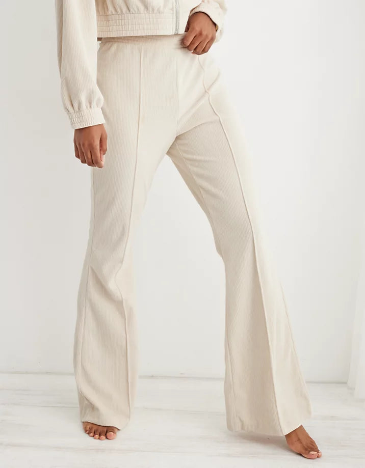 Aerie Cream Cord Flare Pants (XS)