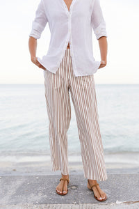 Julia Amory Striped Cotton Poplin Pants (M)
