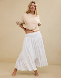Aerie White Flowy Cotton Skirt (XS)