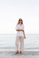 Julia Amory Striped Cotton Poplin Pants (M)