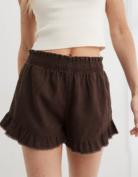 Aerie Brown Linen Shorts (M)