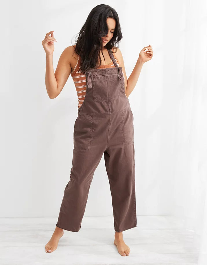 Aerie Brown Straight Overalls (XS)