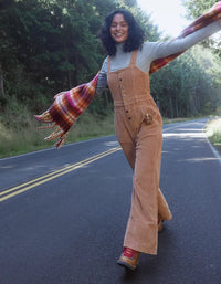 Aerie Corduroy Kick Flare Overalls (M)