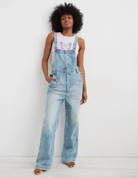 Aerie Relaxed Denim Overalls (S)