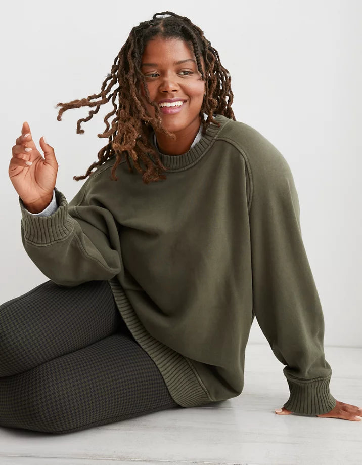 Aerie Olive Oversized Sweatshirt (L)