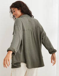 Aerie Olive Waffle Shirt Jacket (S)