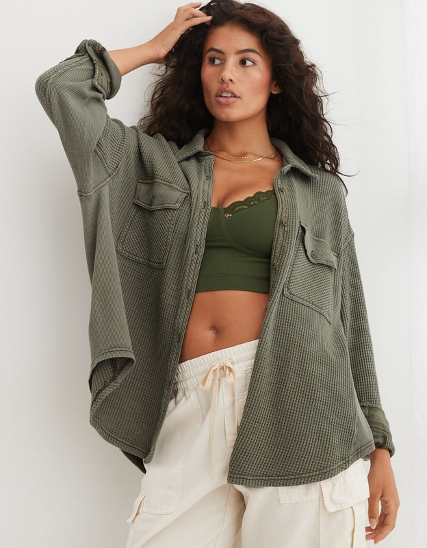 Aerie Waffle Shirt Jacket (XS)