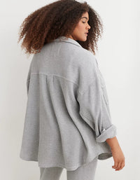Aerie Gray Waffle Shirt Jacket (S)